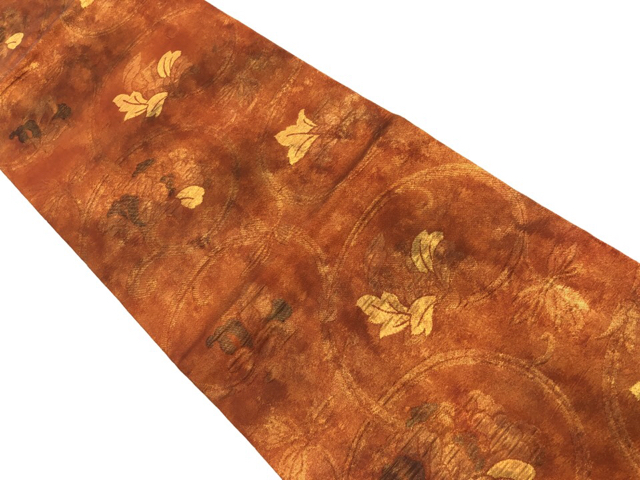 リサイクル　花唐草模様織出し名古屋帯